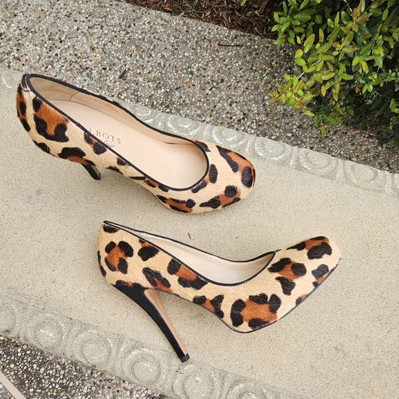 Talbots animal print Leopard Print Pony Hair Classic Platform Pumps Heels 7B - Picture 13 of 15